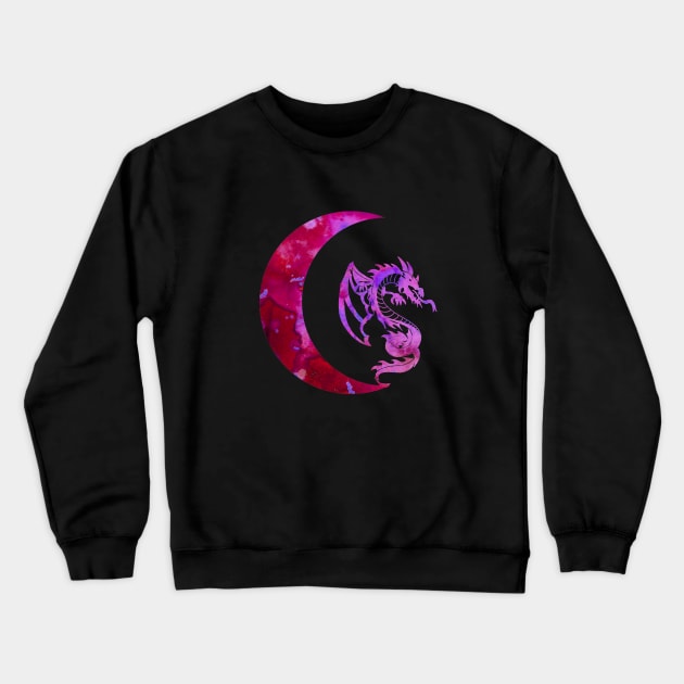 Purple Crescent Moon and Dragon Crewneck Sweatshirt by ZeichenbloQ